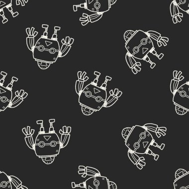 Robot doodle Dikişsiz desen arka plan