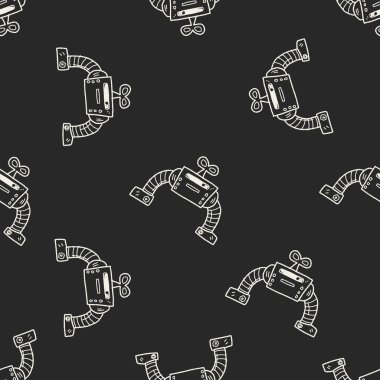 Robot doodle Dikişsiz desen arka plan