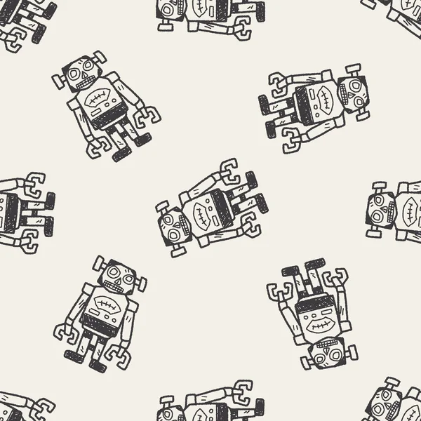 Robot doodle seamless pattern background — Stock Vector