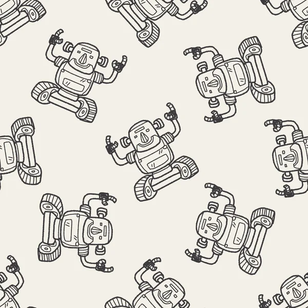 Robot doodle senza soluzione di continuità modello di sfondo — Vettoriale Stock