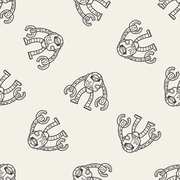 Roboter Doodle nahtlose Muster Hintergrund — Stockvektor