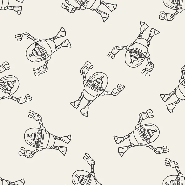 Robot doodle sin costura patrón de fondo — Vector de stock