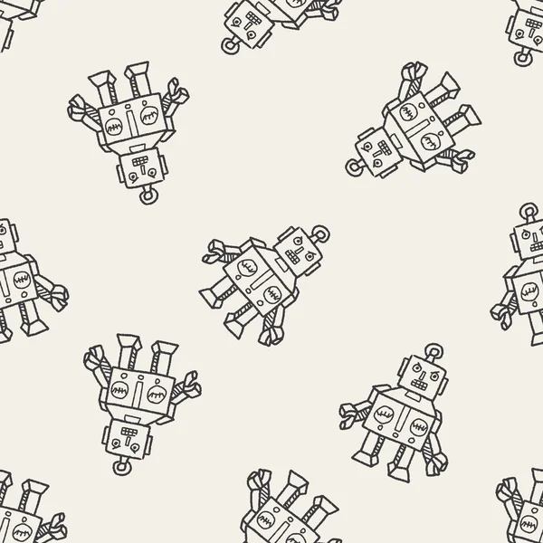 Robot doodle seamless pattern background — Stock Vector