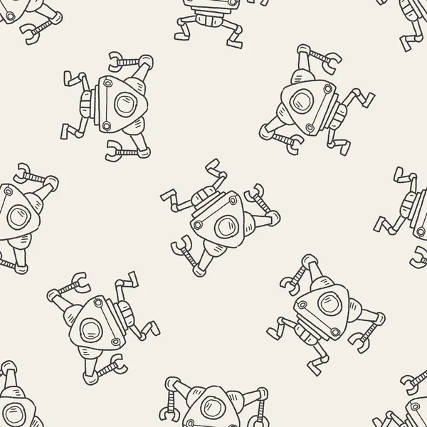Robot doodle seamless pattern background — Stock Vector