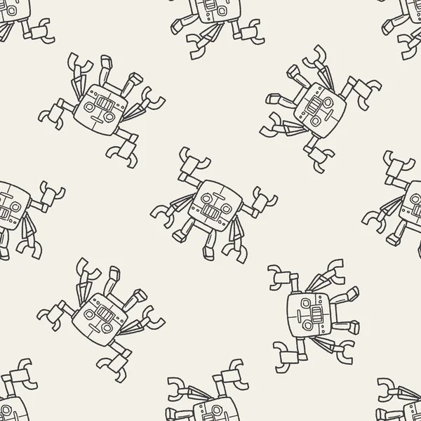 Robot doodle sin costura patrón de fondo — Vector de stock