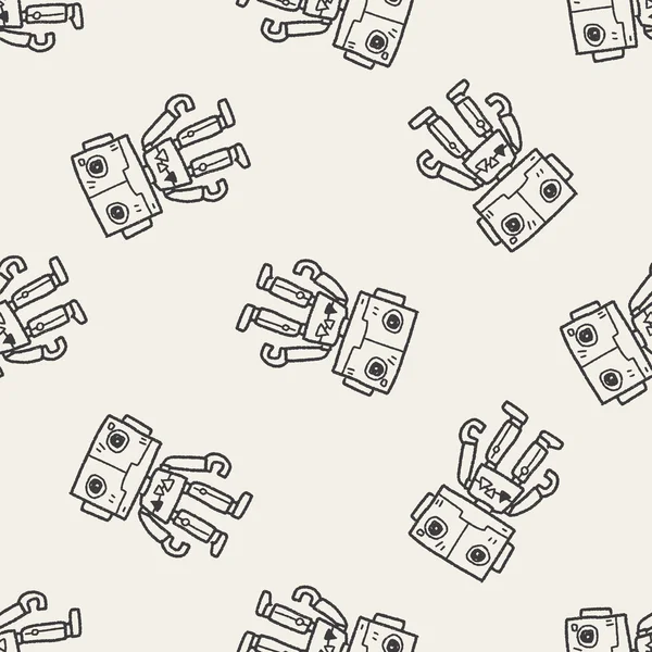 Robot doodle fond de motif sans couture — Image vectorielle