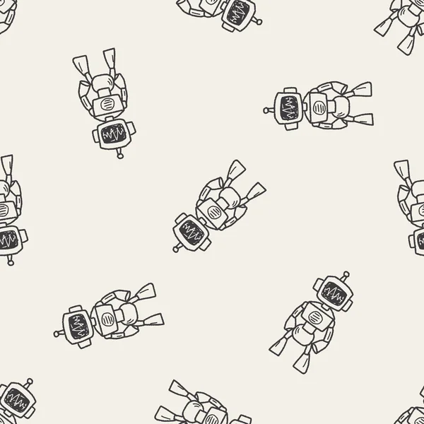 Robot doodle sin costura patrón de fondo — Archivo Imágenes Vectoriales