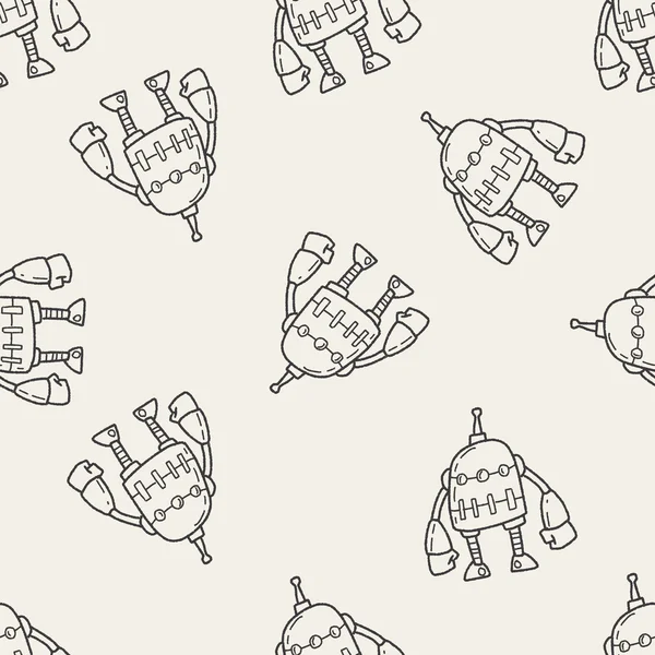 Robot doodle naadloze patroon achtergrond — Stockvector