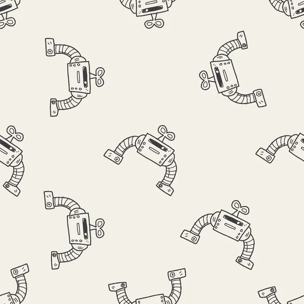 Robot doodle seamless pattern background — Stock Vector