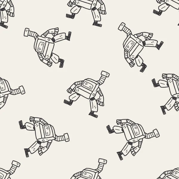 Robot doodle seamless pattern background — Stock Vector