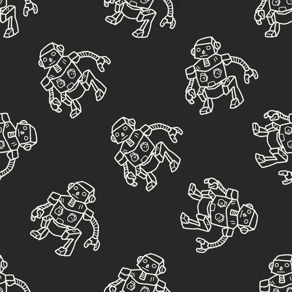 Robot doodle seamless pattern background — Stock Vector