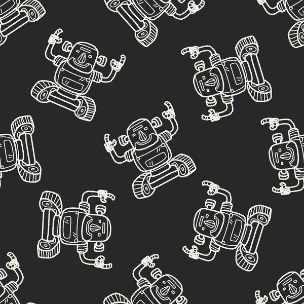 Robot doodle seamless pattern background — Stock Vector