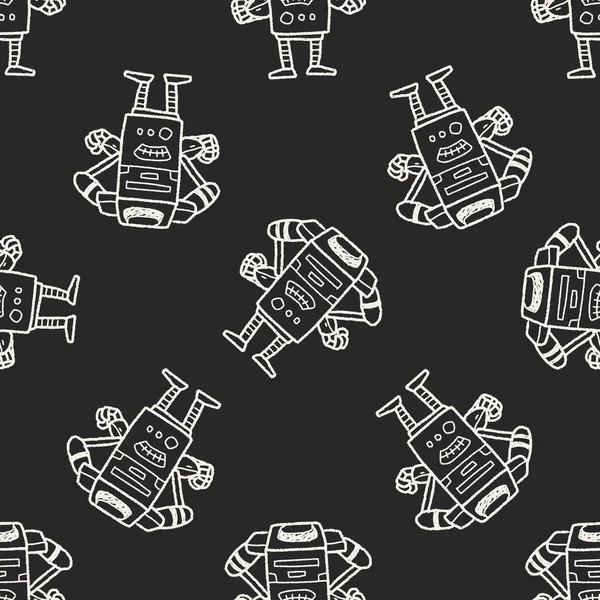 Robot doodle seamless pattern background — Stock Vector