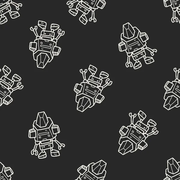 Robot doodle seamless pattern background — Stock Vector