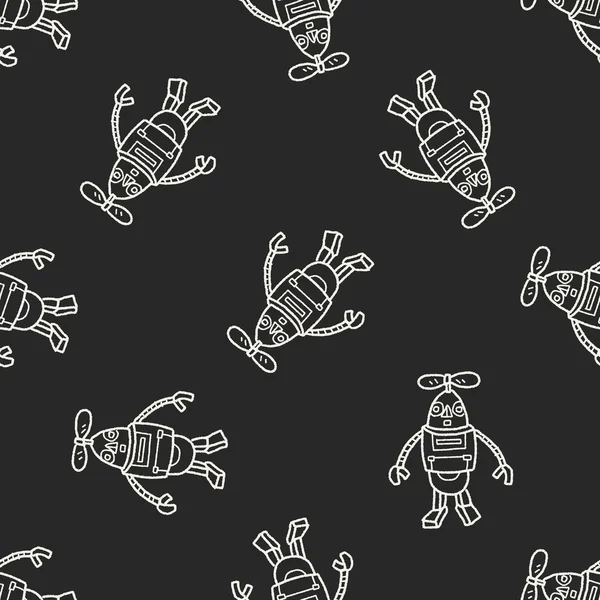 Robot doodle seamless pattern background — Stock Vector