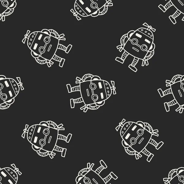 Robot doodle sin costura patrón de fondo — Vector de stock