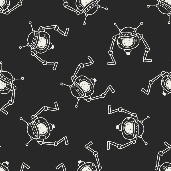 Robot doodle seamless pattern background — Stock Vector