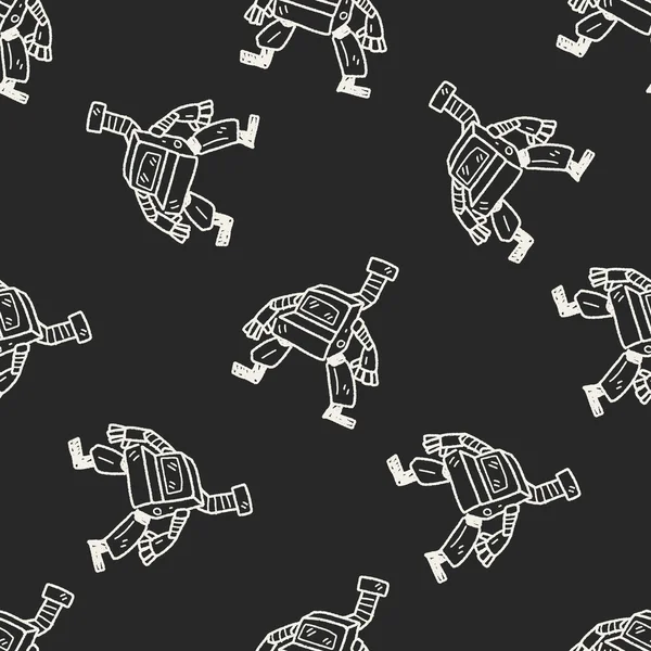 Robot doodle seamless pattern background — Stock Vector