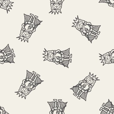 Kral doodle Dikişsiz desen arka plan