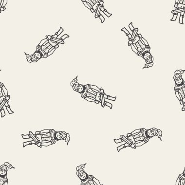 Şövalye doodle Dikişsiz desen arka plan