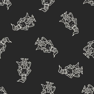 Şövalye doodle Dikişsiz desen arka plan