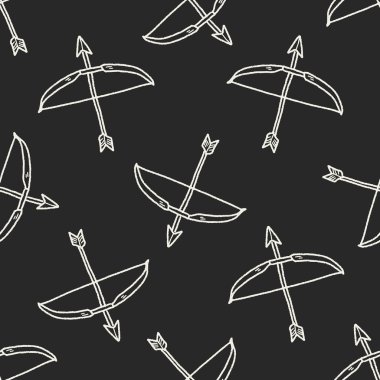 ok ve yay doodle Dikişsiz desen arka plan