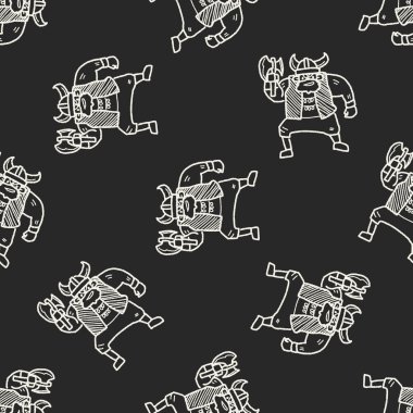 Viking doodle Dikişsiz desen arka plan