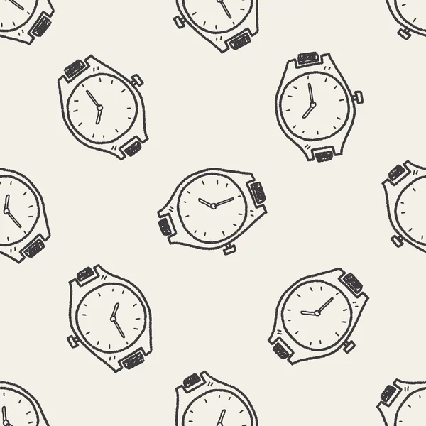 Time doodle seamless pattern background — Stock Vector