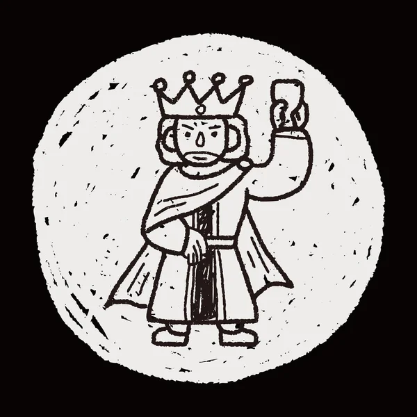 Koning doodle — Stockvector
