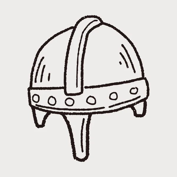 Casco cavaliere doodle — Vettoriale Stock