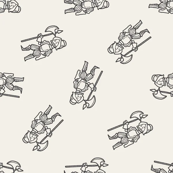 Knight doodle sömlös bakgrund — Stock vektor