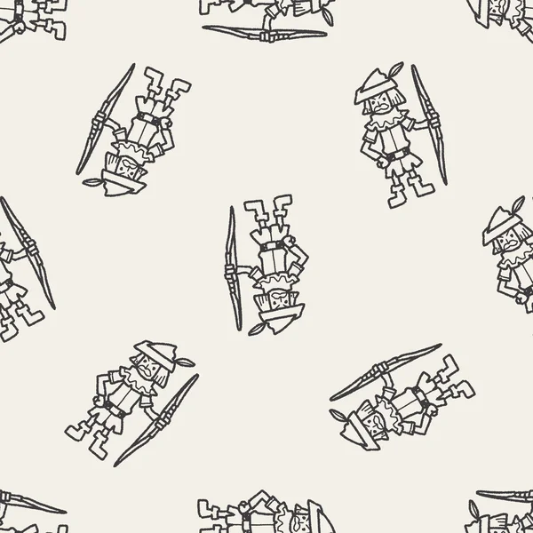 Arciere doodle senza soluzione di continuità modello di sfondo — Vettoriale Stock
