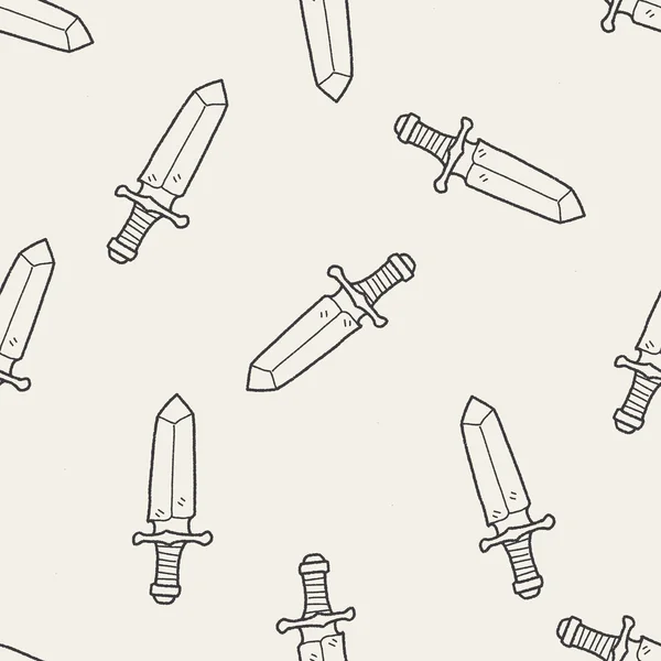 Espada doodle sem costura fundo padrão — Vetor de Stock