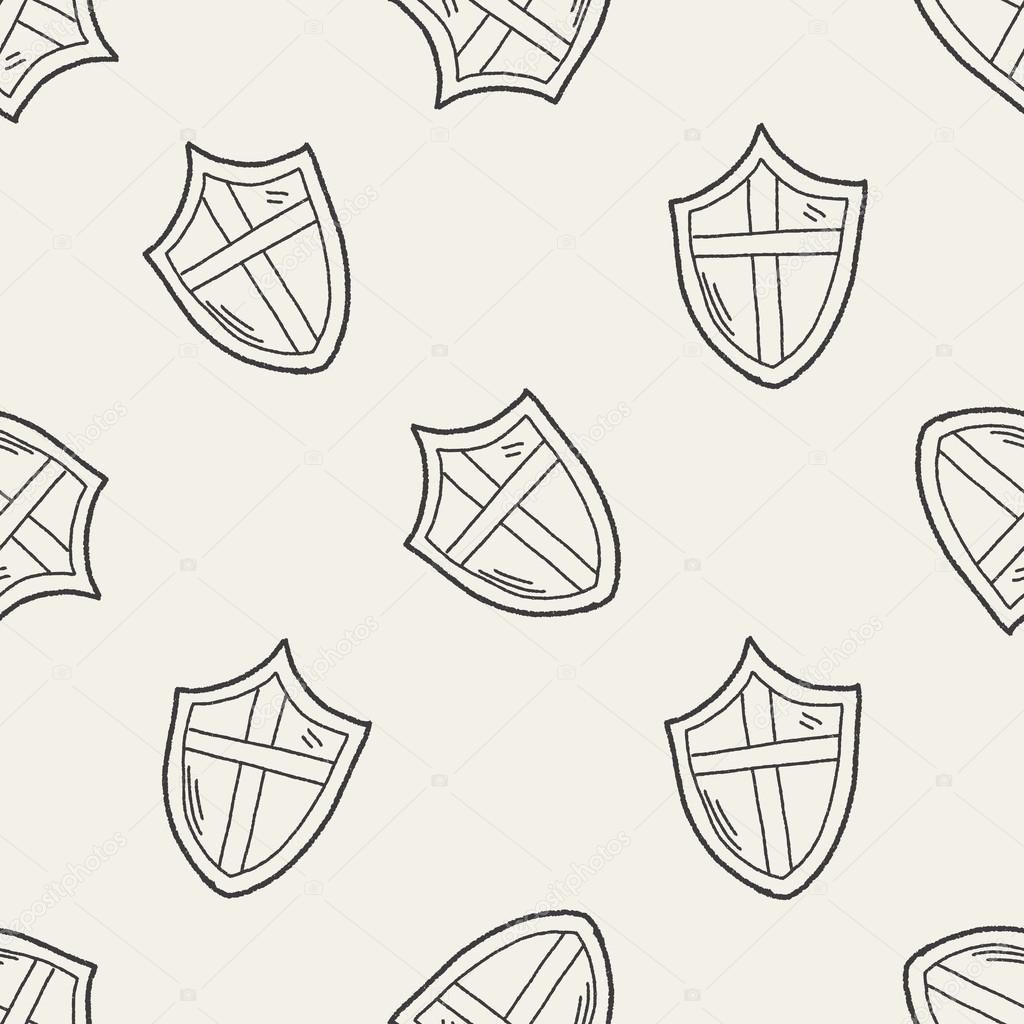 shield doodle seamless pattern background