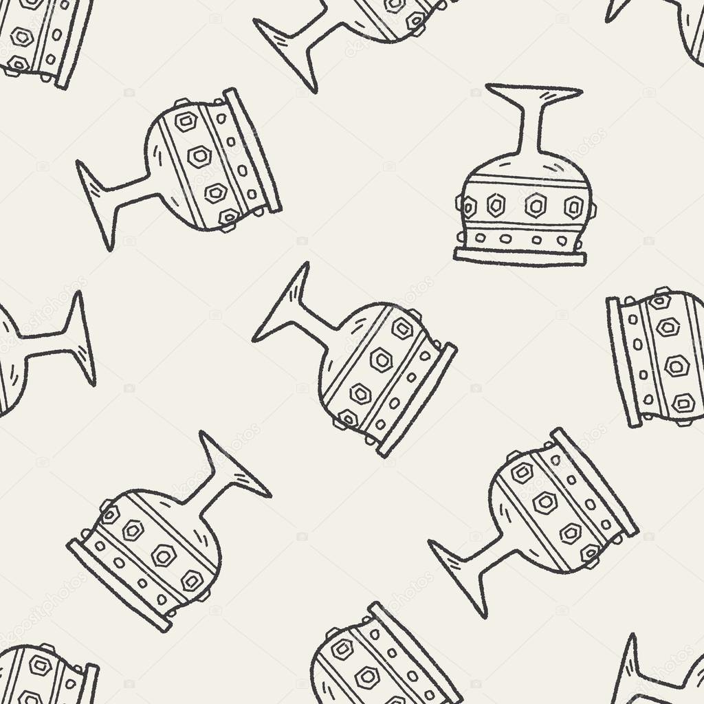 grail holy doodle seamless pattern background
