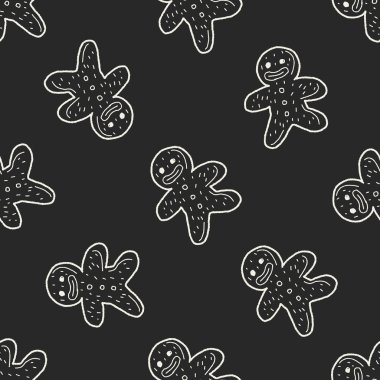 Zencefilli kurabiye adam doodle Dikişsiz desen arka plan