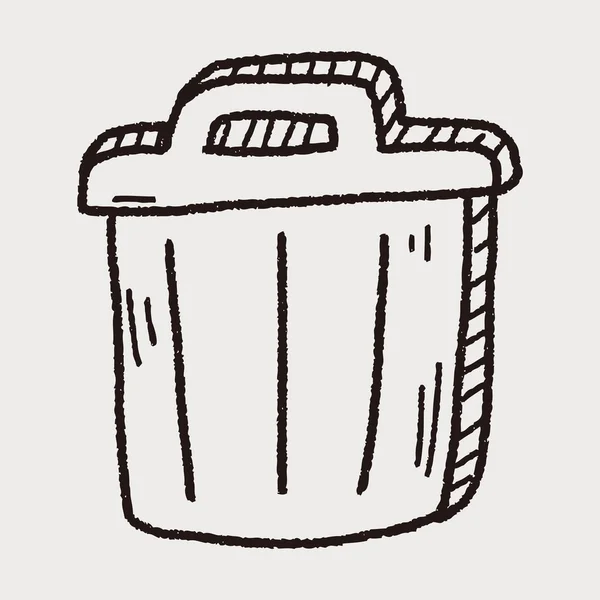 Trash can doodle drawing — Stock Vector