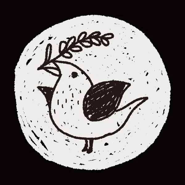 Christmas bird doodle — Stock Vector