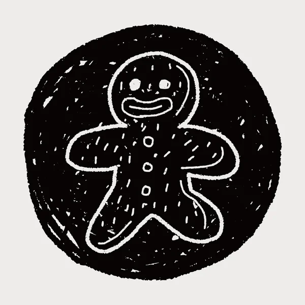 Pão de gengibre Homem doodle — Vetor de Stock