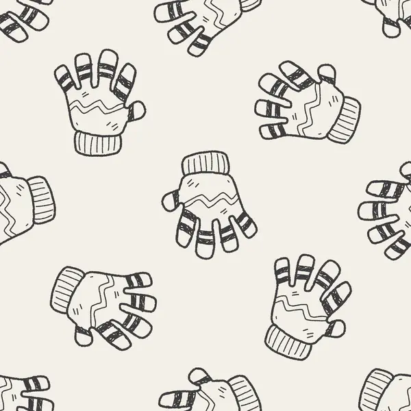 Winter gloves doodle seamless pattern background — Stock Vector