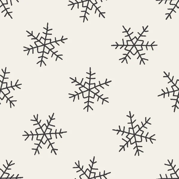 Flocons de neige doodle fond de motif sans couture — Image vectorielle