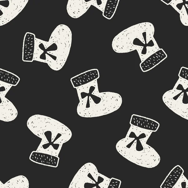 Calcetines de Navidad doodle sin costuras patrón de fondo — Vector de stock