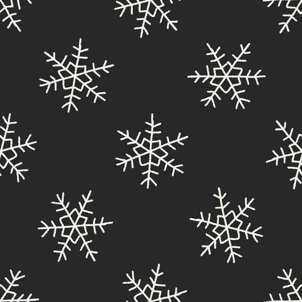 Schneeflocken kritzeln nahtlose Muster Hintergrund — Stockvektor