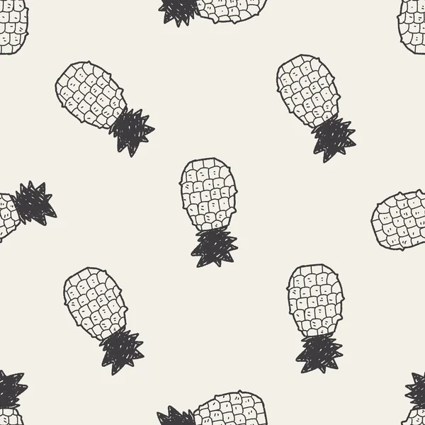 Ananas-Doodle nahtlose Muster Hintergrund — Stockvektor