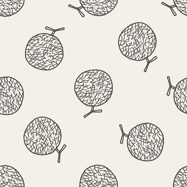Melon doodle seamless pattern background — Stock Vector