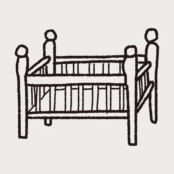 Baby bed doodle — Stock Vector