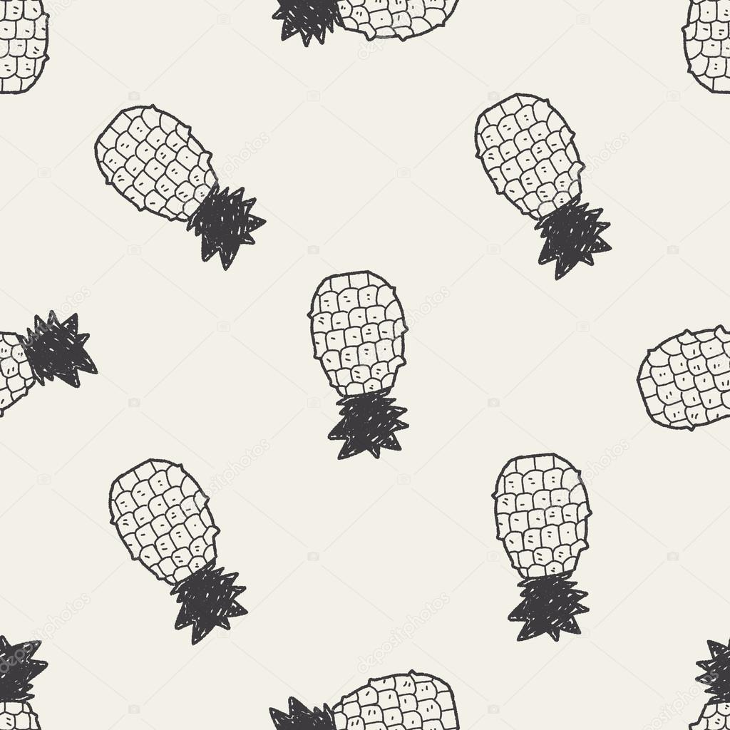 pineapple doodle seamless pattern background