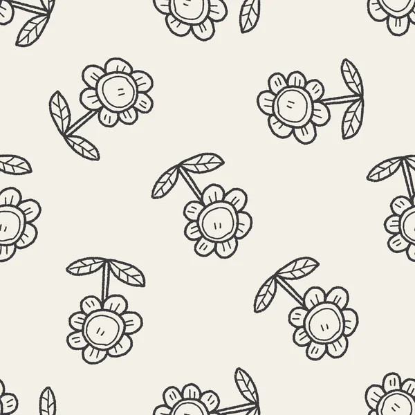 Flor doodle fundo padrão sem costura — Vetor de Stock