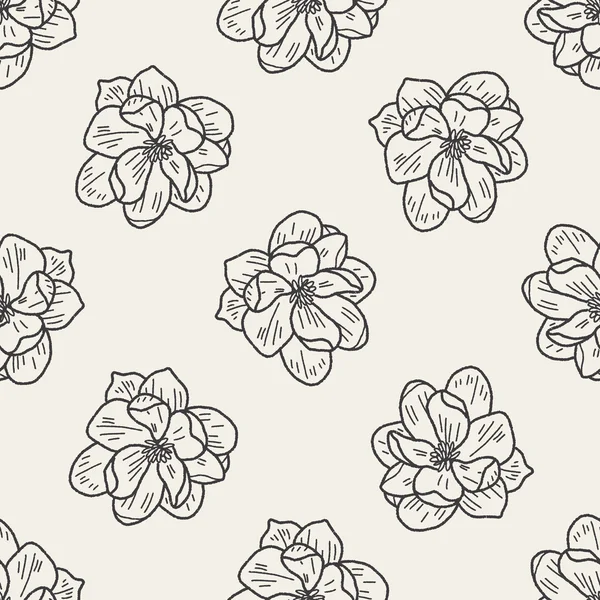 Flor doodle fundo padrão sem costura — Vetor de Stock