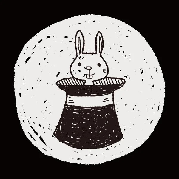 Magiczny królik doodle rysunku — Wektor stockowy